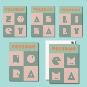 4 letter name new baby girl parents congratulation postcard