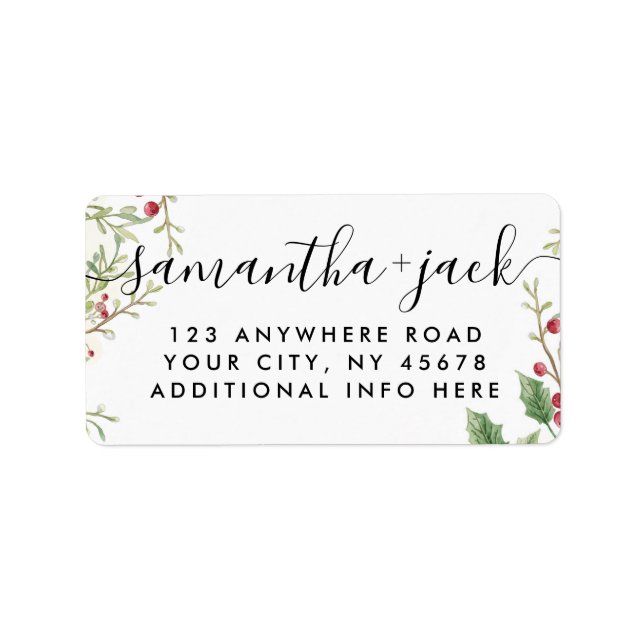 4 LINES Modern Christmas Holiday Return Address Label (Front)