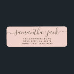 4 LINES Modern Wedding Stylish Return Address<br><div class="desc">4 LINES Modern Wedding Stylish Return Address label
4 LINES Modern Wedding Elegant Stylish Script Return Address simple label in golden hour blush pink and dark brown typo with couple family names in handwritten calligraphy and return address in standard classic sans serif font. Perfect for rspv and wedding invitations.</div>