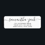 4 LINES Modern Wedding Stylish Return Address<br><div class="desc">4 LINES Modern Wedding Stylish Return Address label
4 LINES Modern Wedding Elegant Stylish Script Return Address simple label in black and white typo with couple family names in handwritten calligraphy and return address in standard classic sans serif font. Perfect for rspv and wedding invitations.</div>