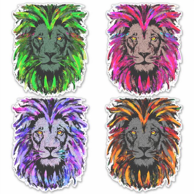 4 Lion head stickers - Lion stickers (Devant)