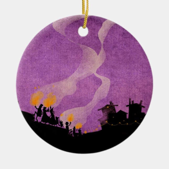 4 Little Monsters - Halloween Night Ceramic Ornament (Front)