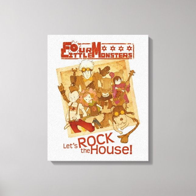 4 Little Monsters - Let's Rock the House Canvas Print (Front)