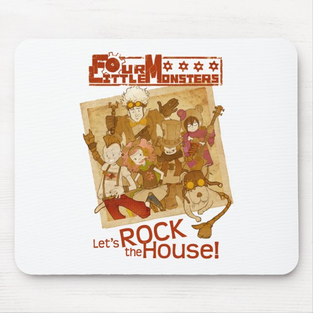 4 Little Monsters - Let's Rock the House Mouse Pad (Front)