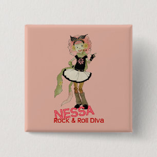 4 Little Monsters - Nessa 2 Inch Square Button