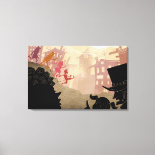 4 Little Monsters - Walking Through Town Canvas Print