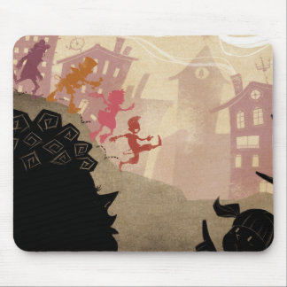 4 Little Monsters - Walking Through Town Mouse Pad