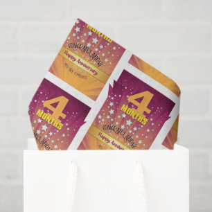 4 Months Recovery Anniversary Bold Numeral Tissue Paper