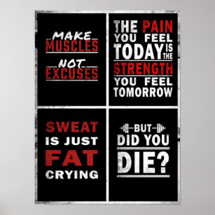 4 Motivational Gym Fitness Poster Collage
