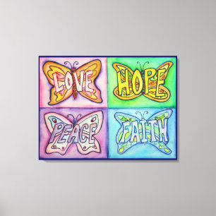 4 Mots Papillon Ailes De Toile Enveloppées