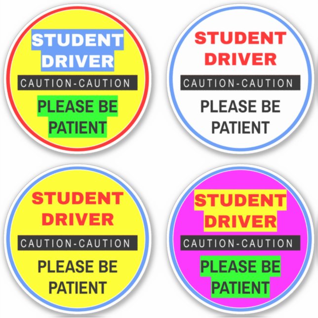 (4-Pack Novice Student Driver Signs) Patience  (Front)