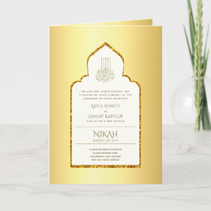 4 Page GOLD Ornate Islamic NIKAH WALIMA Wedding  C Card