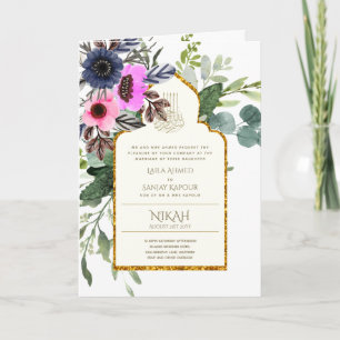 4 Page NIKAH WALIMA Invitation rose floral islamiq