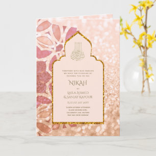 4 Page ROSEGOLD Ornate Islamic Wedding Invitation