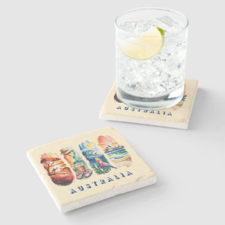 4-Panel Scenic Australia Stone Coaster