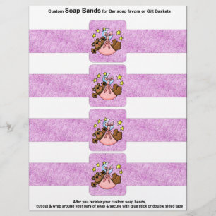 4 per sheet Bar Soap Bands Baby Girl Paper Favours