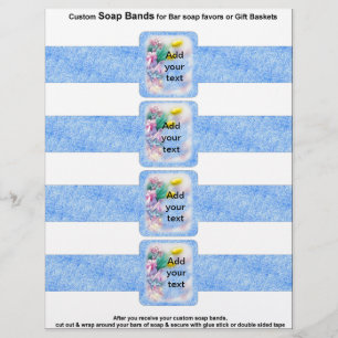 4 per sheet Bar Soap Bands Blue Paper Party Favour