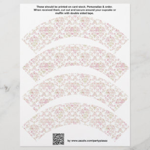 4 per sheet Damask design Custom Cupcake Wrappers