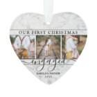 4 Photo 1er Noël Engagé Faux Marble Heart