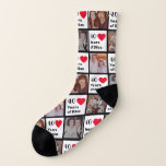 4 Photo 40th Wedding Anniversary Gift Socks<br><div class="desc">These super-cute, customizable, 4-photo, 40th wedding anniversary socks make a fun gift for your wife, husband, girlfriend or boyfriend. The simple, modern, design features a bold font in black and red hearts. The text and photos can be changed using the text and photo templates. The colours of the hearts and...</div>