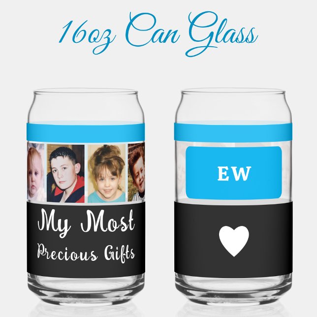 4 photo add initials black blue can glass (Creator Uploaded)