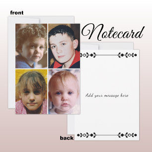 4 photo add message black text flat note card