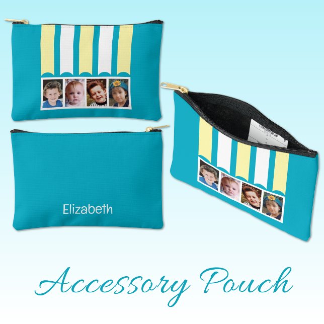 4 photo add name white blue yellow accessory pouch (Creator Uploaded)