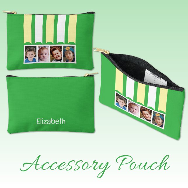 4 photo add name white green yellow accessory pouch (Creator Uploaded)