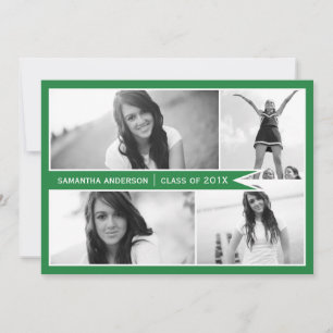 4 Photo Banner Graduation Invitation - Green