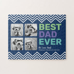 4 Photo Best Dad Ever - Whimsical Greeting Jigsaw Puzzle