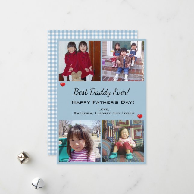 4 Photo Best Daddy Ever Fête des pères Carte de va (Devant/Arrière en situation)