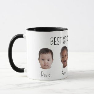 4 photo Best Grandma Photo Black Text White Mug