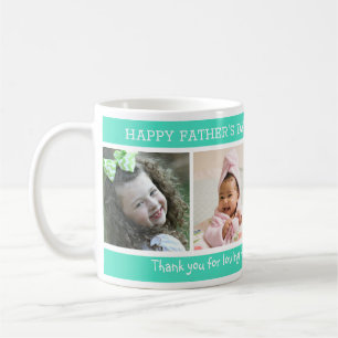 4 Photo Best Step Dad Ever Father's Day Green Coffee Mug