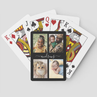 4 photo Black And White Personalized  Playing Cards