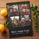 4 Photo Black White Minimalist - Best Year Ever Kitchen Towel<br><div class="desc">Use your favourite photo or pictures to make a fun keepsake to share with friends.</div>