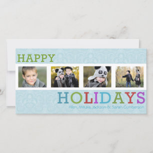 4 Photo Chic Frost Christmas Holiday Card