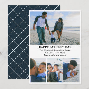 4 Photo Collage Add Message Happy Fathers Day Card