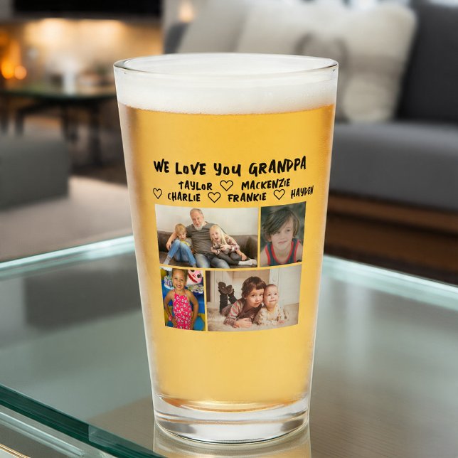4 photo collage and personalized text photo gift glass (4 photo collage and personalized text photo gift glass by Ricaso Great for anyone, change text)
