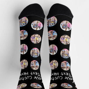 4 Photo Collage and Text Custom Personalized Socks