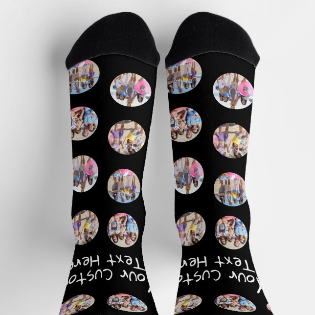 4 Photo Collage and Text Custom Personalized Socks (Top)
