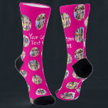 4 Photo Collage and Text Custom Personalized Socks<br><div class="desc">4 Photo Collage Template Make Your Own Fun pair of socks - featuring your own custom words,  perfect for gift ideas for yourself or others - socks from Ricaso - available in different colours in store,  step out in personalized style</div>