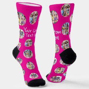 4 Photo Collage and Text Custom Personalized Socks