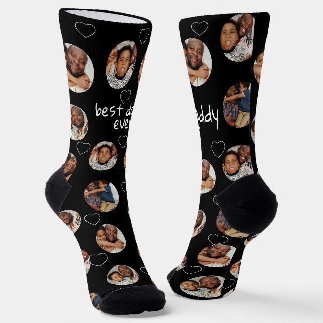 4 Photo Collage Best Daddy Ever Socks (Angled)