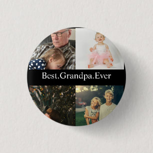 4 Photo Collage Best Grandpa Ever 1 Inch Round Button