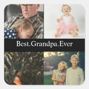 4 Photo Collage Best Grandpa Ever Square Sticker