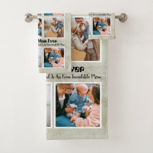 4 Photo Collage Best Mom Ever Bath Towel Set