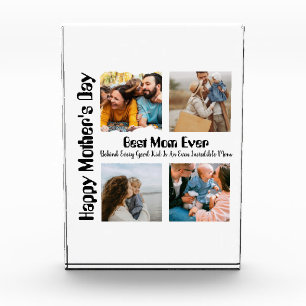 4 Photo Collage Best Mom Ever Block