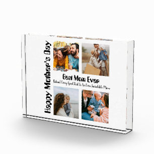 4 Photo Collage Best Mom Ever Block
