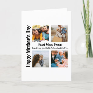 4 Photo Collage Best Mom Ever Holiday Card