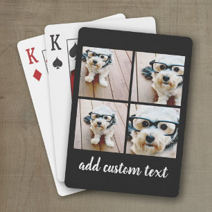 4 Photo Collage - Choose YOUR BACKGROUND COLOR Playing Cards
